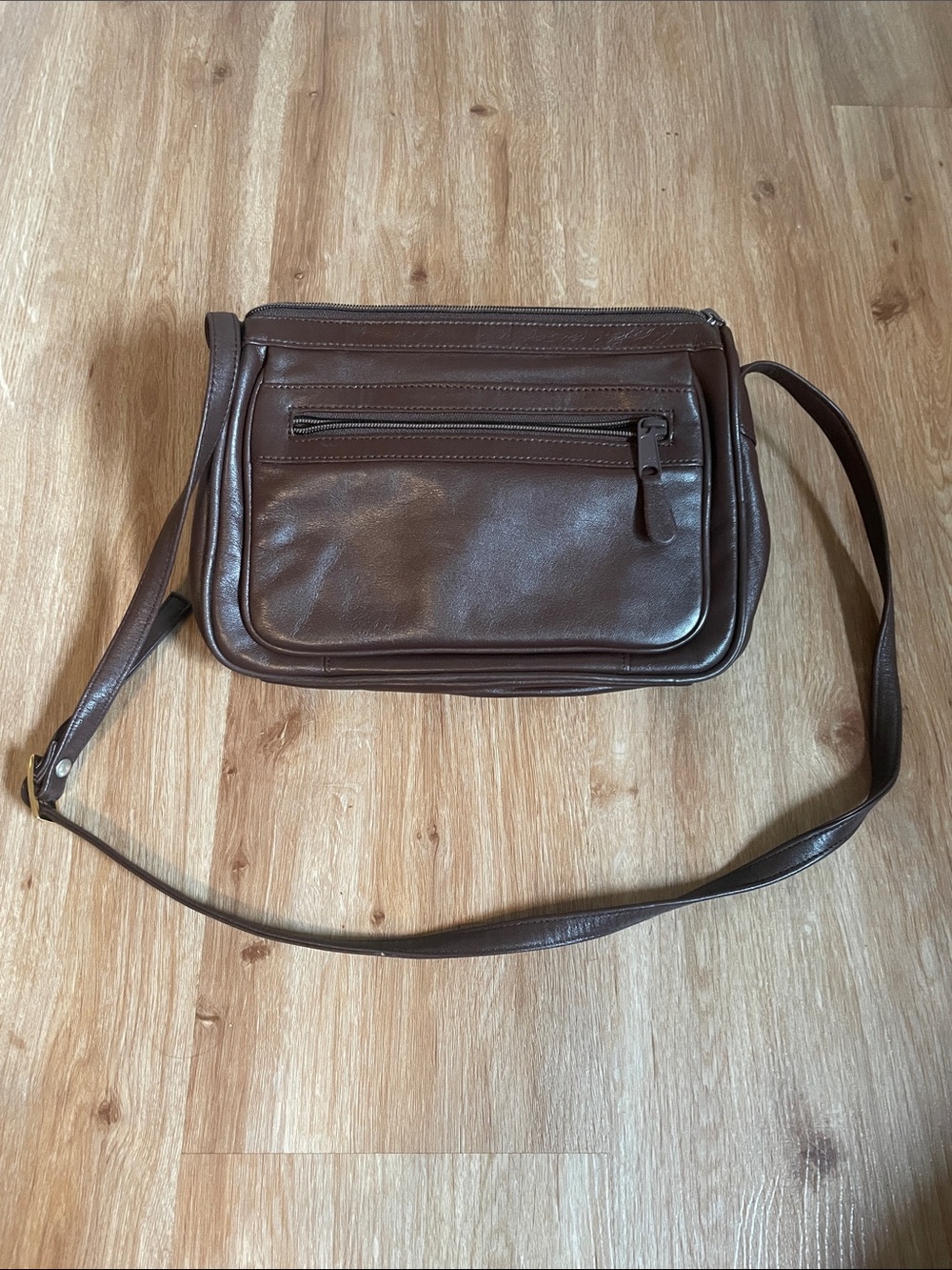 Leather Crossbody Bag - Brown